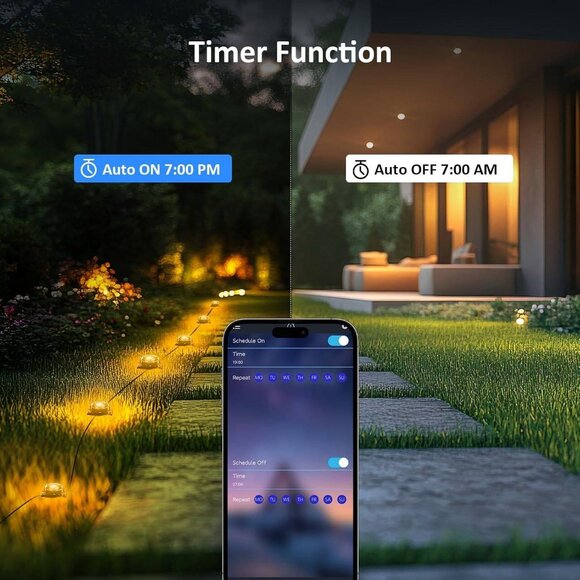 100FT Smart‎ Outdoor Ground Lights – RGB Color-Changing, App & Remote Control - Picture 5 of 6